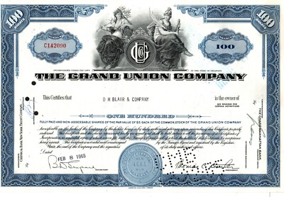 The Grand Union Company - Original Stoc Certificate - 1965 - C142090