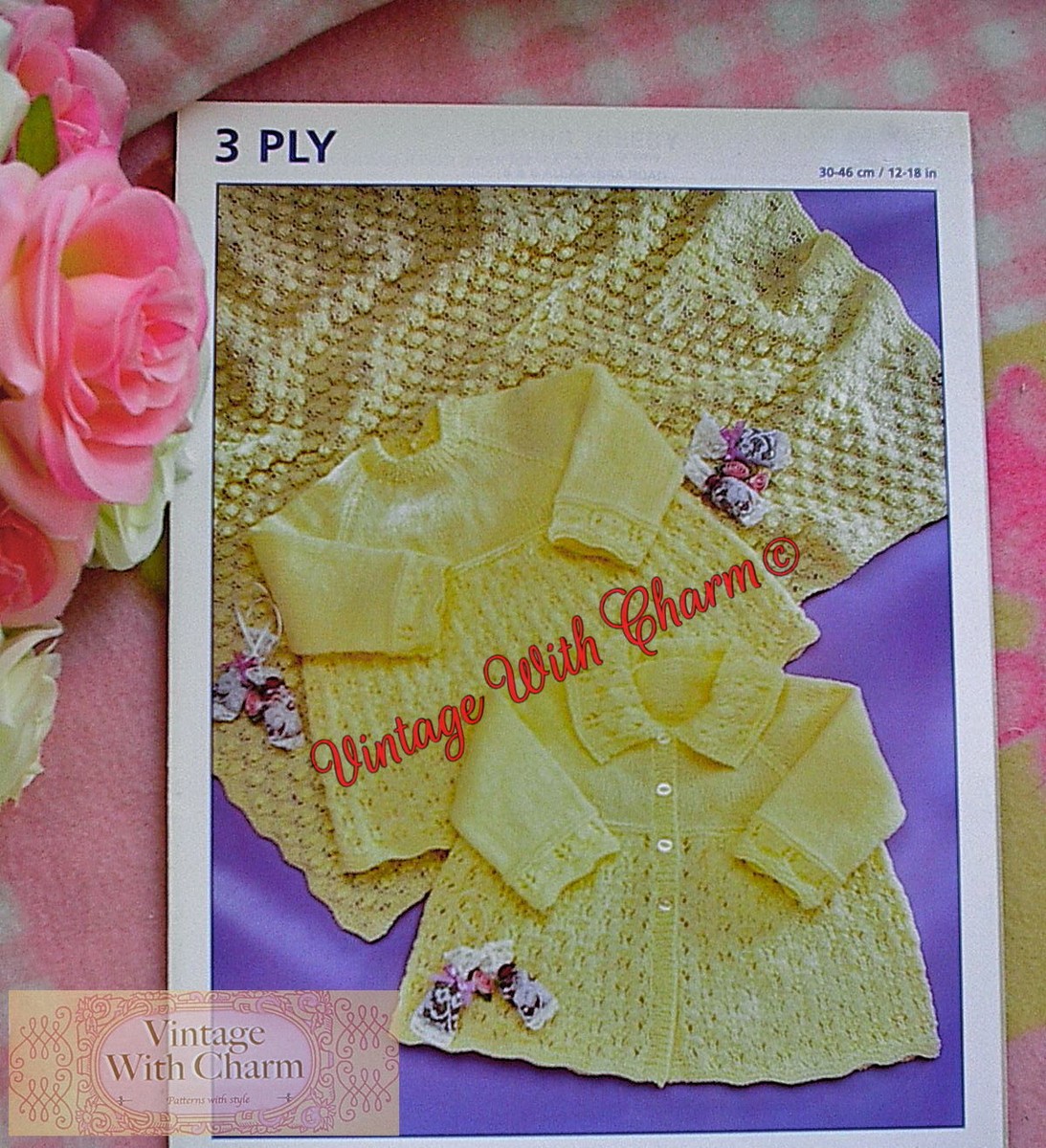 Vintage Baby Shawl Coat Dress Knitting Pattern Just UK