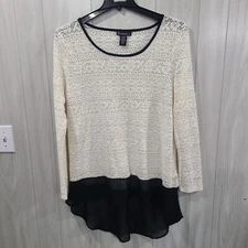 Signature Studio Contemporary Style Blouse Size XL Crochet Boho Top Cottage