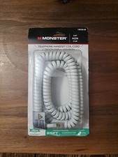 Monster 25' Foot White Telephone Handset Coil Curly Cord 140156-00 NEW