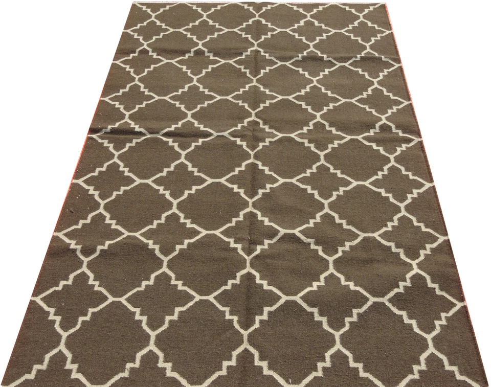 Brown Large Area Rug Floor Rustic carpet Wool Carpet Rug Grey Woven Rug Area  - Image 2 of 3