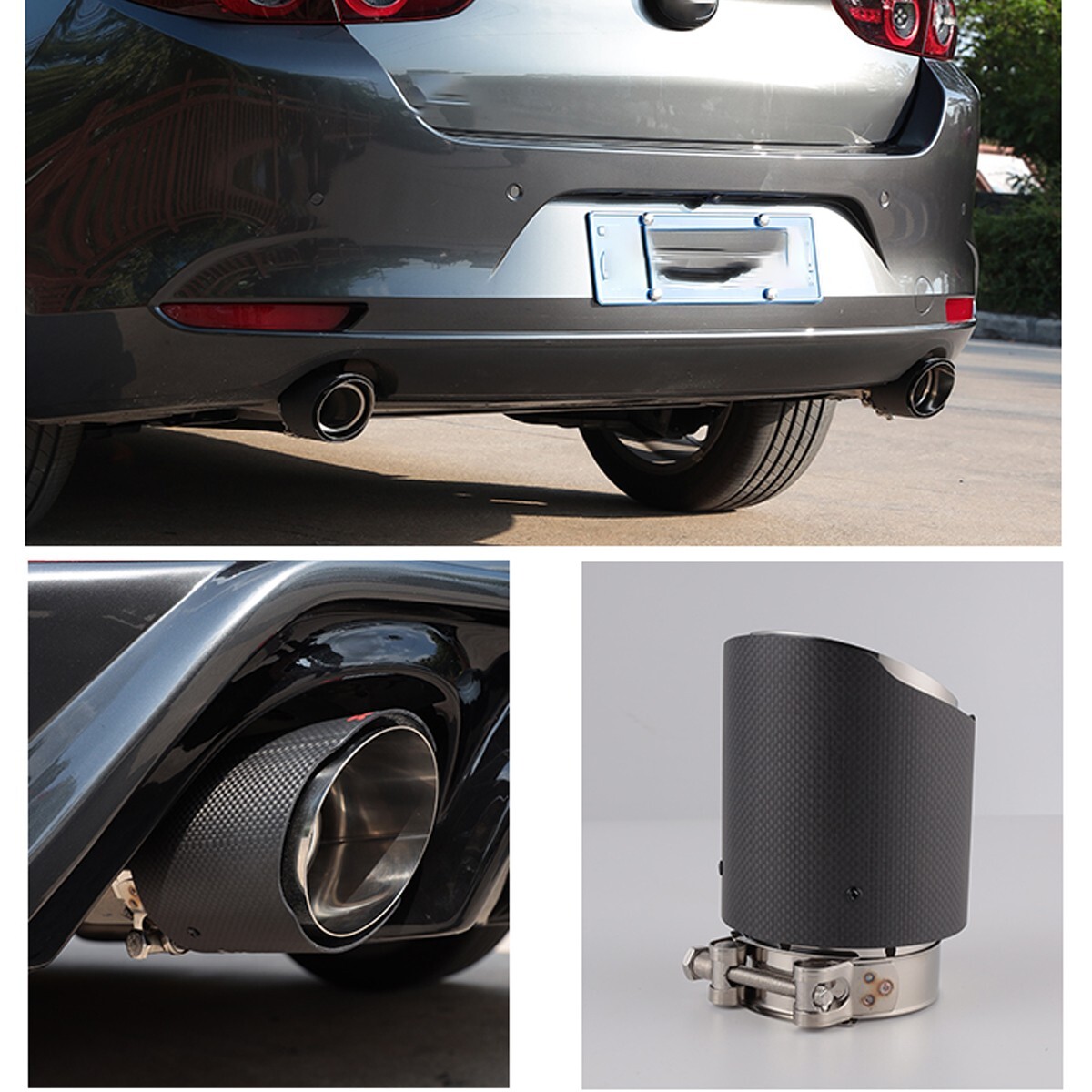 Exhaust Tail Throat 80mm 101mm Inlet Exhaust Tail Throat Carbon Fiber Matte Right Side Exhaust Pipe Tip Fit For CX5 CX4[Blue - View #5