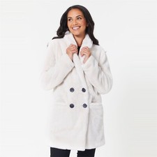 New Double Breasted Faux Fur Cream Jacket By Be You