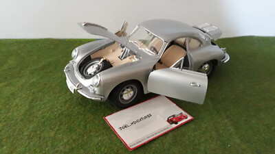PORSCHE 356 B 1961 grise 1/18 BURAGO MADE IN ITALY voiture miniature collection