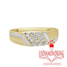 New Mens .13 ctw Genuine Real Natural Diamond 10k Yellow Gold Wedding Ring Band