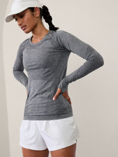 Athleta Momentum Seamless Top  Charcoal Grey Heather Small 530524 NEW
