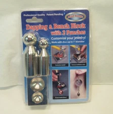 NIP Dapping & Bench Block with 2 Punches Jewelry Making Bead Buddy