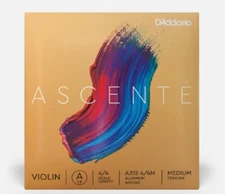 Single  A String, Violin 4/4 Scale, Medium Tension D'Addario  Ascente
