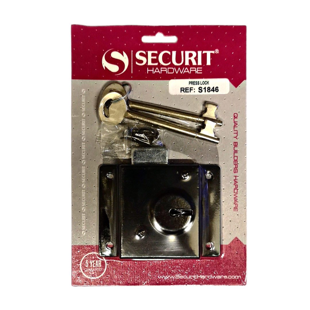 SECURIT S1846 PRESS LOCK BLACK LOCK FOR SHED GATE STRONG