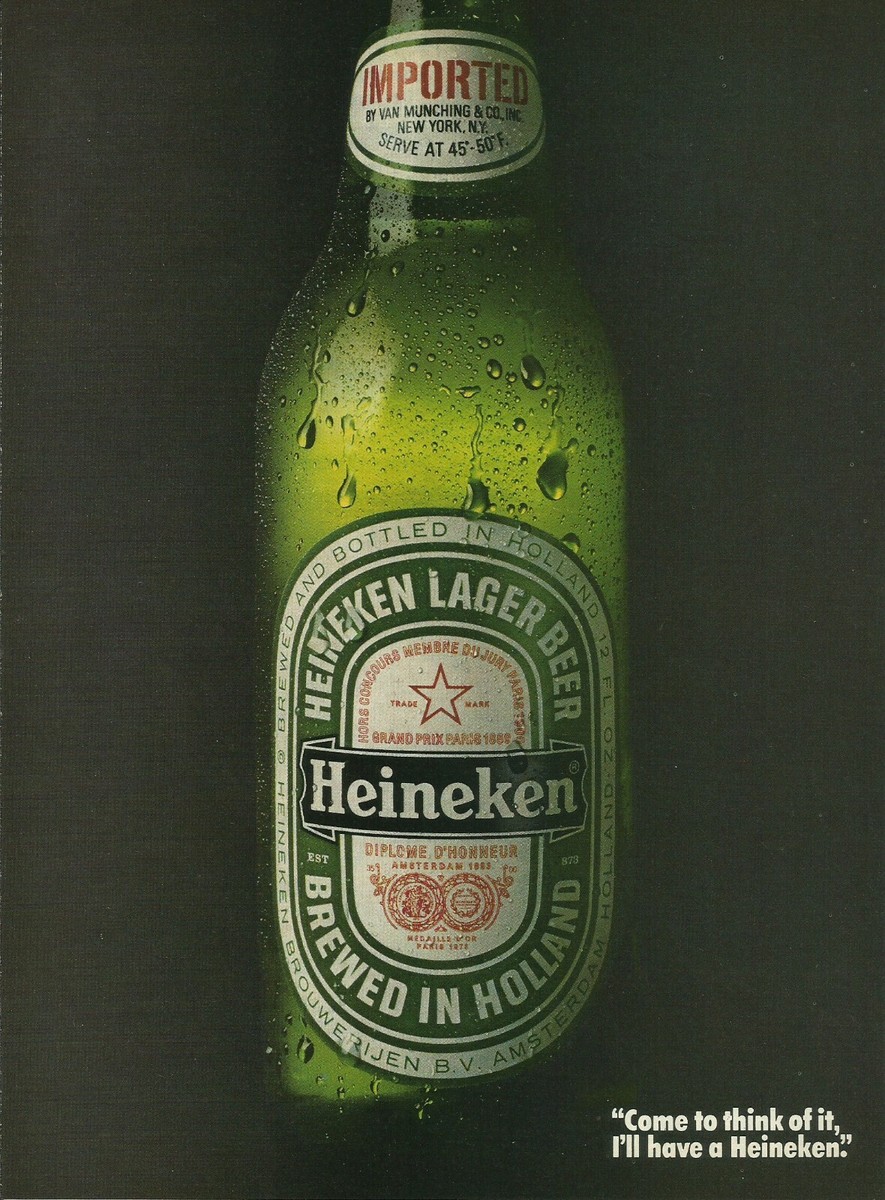 1981 Heineken Beer Single Bottle Photo vintage print ad 80's