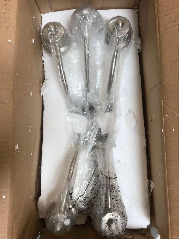 Lámpara de araña Hardware House Bristol de 5 luces, 24"x15", níquel satinado Foto 4 de 4