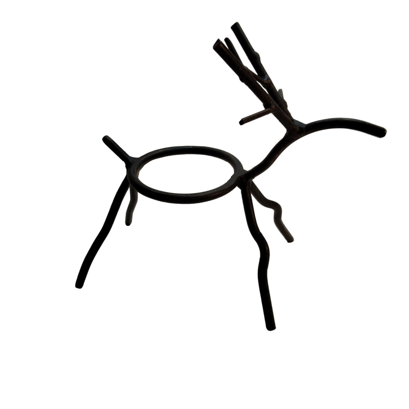 Rustic Reindeer Metal Votive Candle Holder Planter Brown