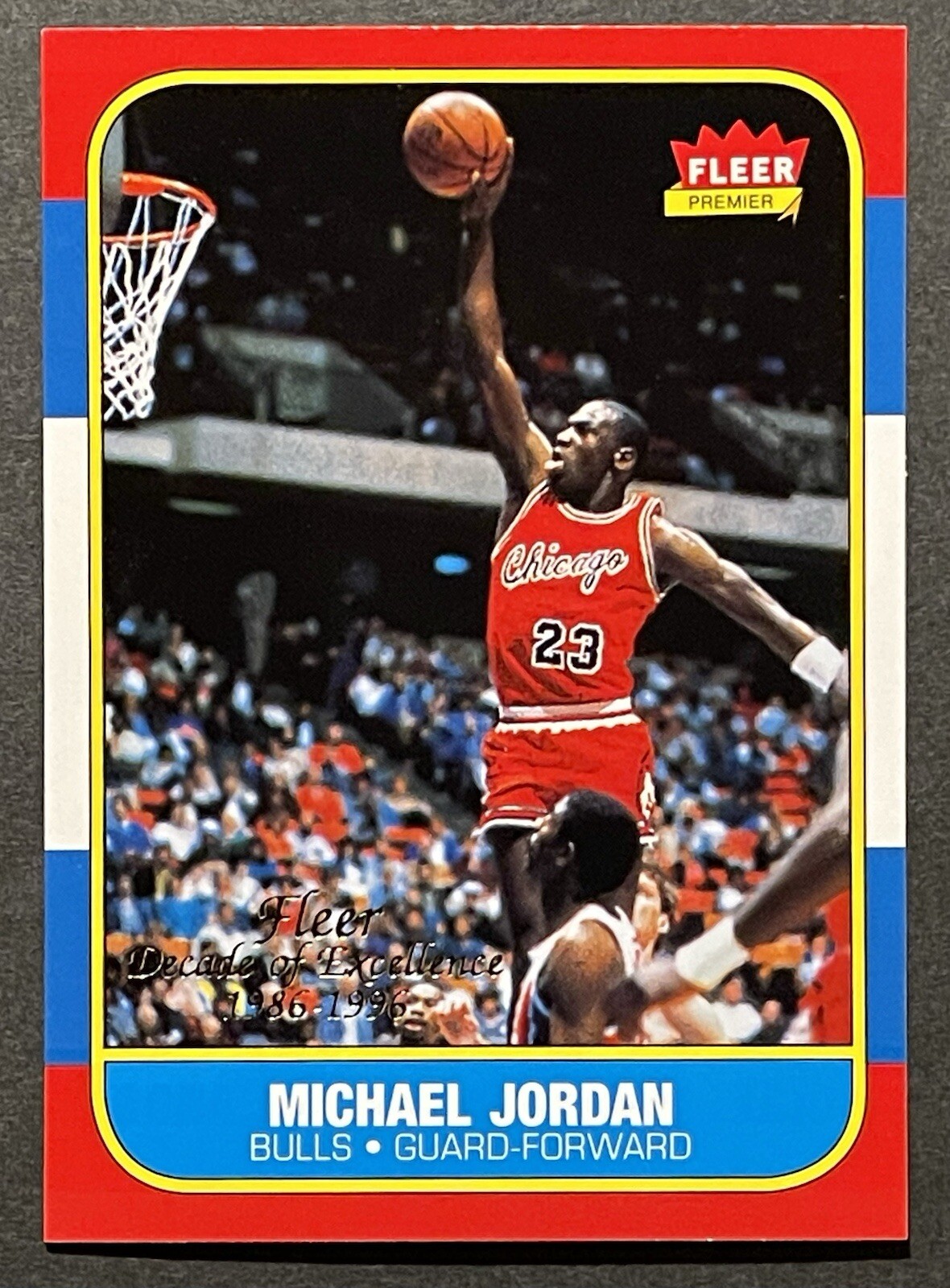 MICHAEL JORDAN 1996 FLEER DECADE OF EXCELLENCE #4 1986 -1996 CHICAGO BULLS 