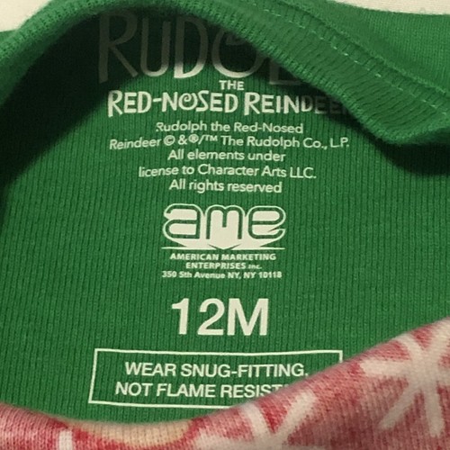 Rudolph The Red Nosed Reindeer Christmas Pajamas Baby 12 Months New Short Sleeve - Picture 6 of 7