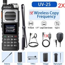 2X UV25 WALKIE-TALKIE 136-174 220-260 400-520MHZ TRI-BAND TWO WAY RADIO DTMF KIT
