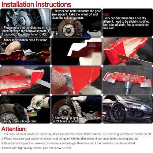 Metal 3D ENDLESS Universal Style Brake Caliper Covers 6 pcs Gold L+M+S WL02 - Picture 10 of 10