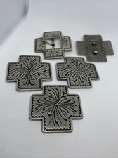 Silver Tone Square Cross Southwest Belt Buckle Embellishments 5