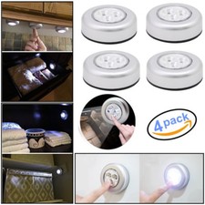 4 PCS 3 LED Touch Push On/Off Light Self-Stic...