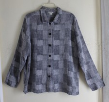 Christopher Banks Sz L Lagenlook Woven 100%linen Flax Modernist Shirt Jacket
