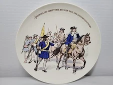 Mettlach #1044/737 Print Under Glaze Military Plate Depicting Different Branches