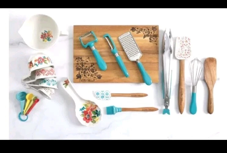 The Pioneer Woman 20-Piece Kitchen Gadget Set - Wildflower Whimsy Teal Multi NEW