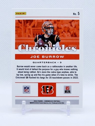Panini Chronicles NFL 2022 Joe Burrow Bengals #5 - Imagen 2 de 2