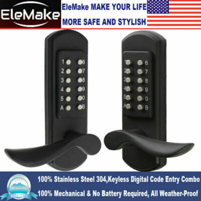 Mechanical Keyless Entry Door Lock – Digital Code Keypad, Stainless Steel, 2-Year Warranty