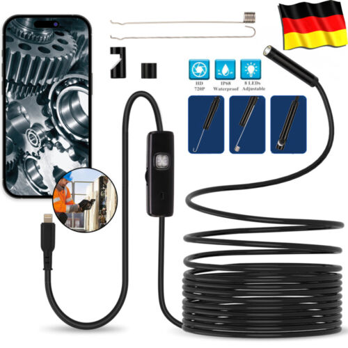 Caméra endoscopique 5M inspection industrielle caméra tubulaire pour iPhone/iPad endoscope DEL - Photo 1/12