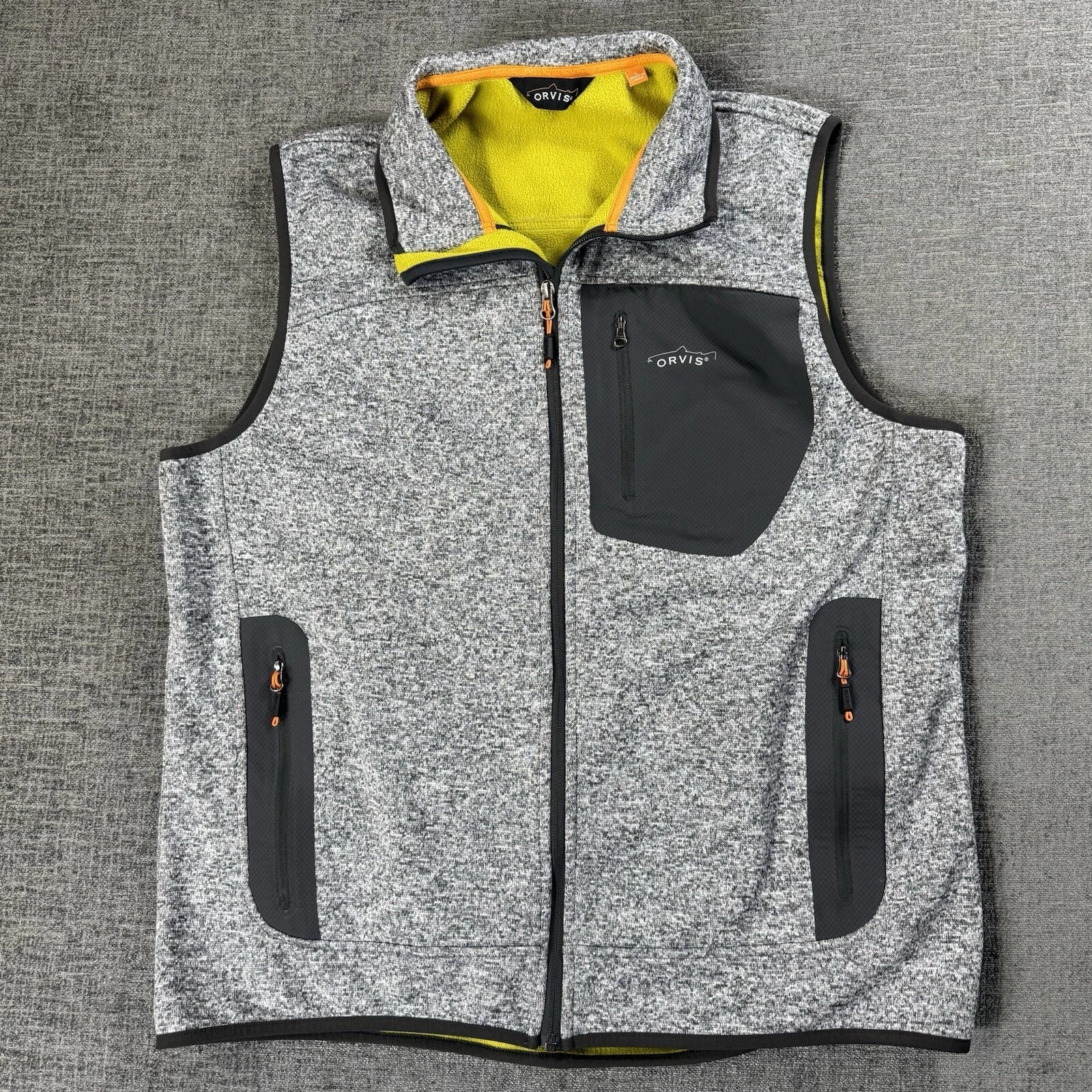 ORVIS Trout Bum Mens L Full Zip Vest Performance Stretch Fleece Lined Gray