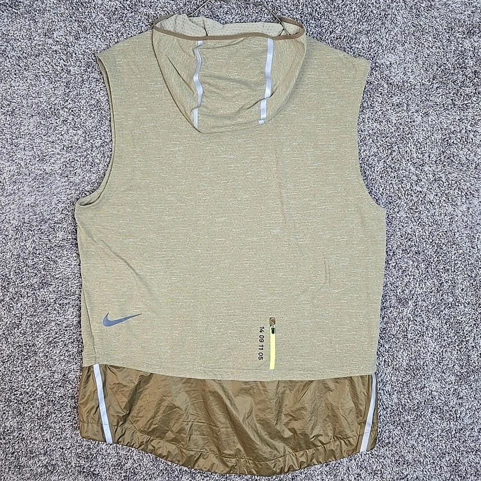 Sudadera con Capucha Nike Sin Mangas para Correr Top Para Hombres Grande Marrón Media Cremallera Pullover AR9819-284 Foto 3 de 4