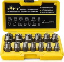 Topec 13+1 Piece Impact Bolt & Nut Remover Set - 3/8" 13-piece, 13-piece 