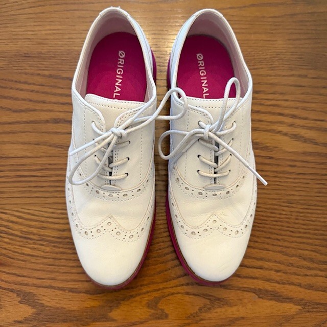 SAOLA Ox da donna Cole Haan originale Grand WingTip nabuk betulla suola rosa taglia 6 5 US