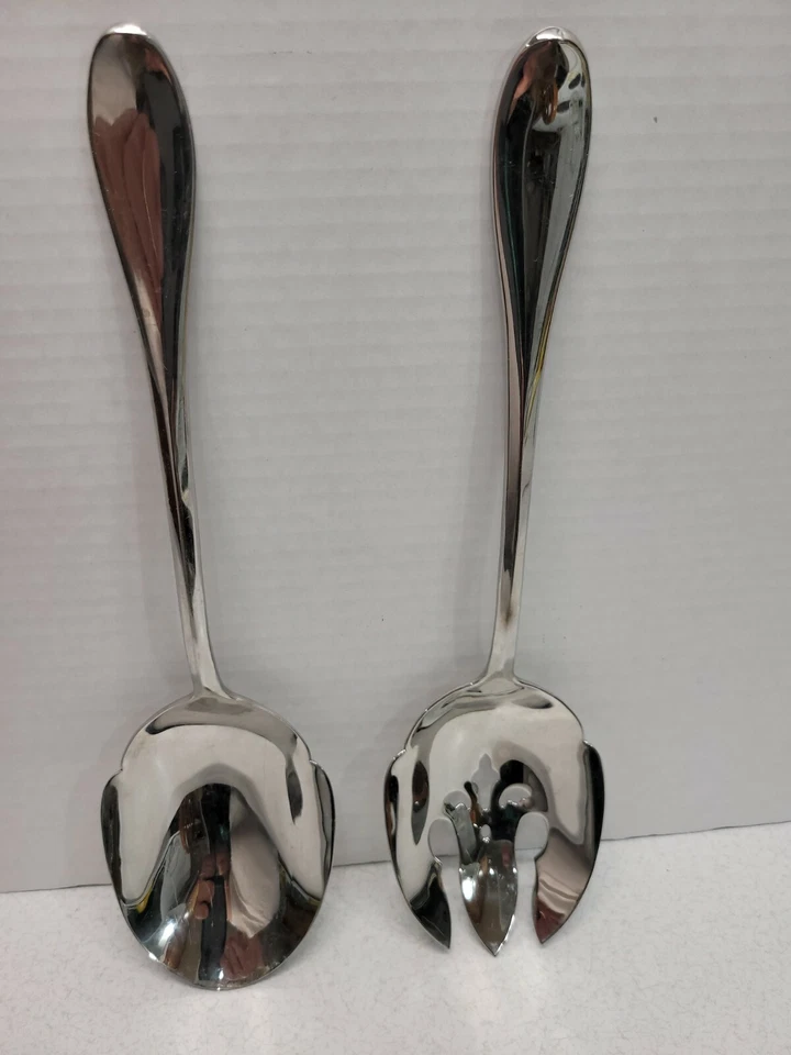 Gorham Stainless 18/8 Silver Large Serving Fork And Spoon 11" EUC - Image 2 of 4