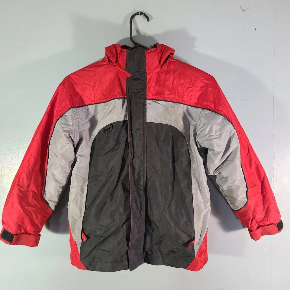 Chaqueta acolchada de invierno Cherokee roja gris negra 3 en 1 niños talla mediana forro extraíble Foto 2 de 4