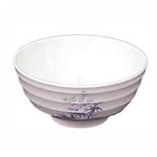 White Bamboo Plastic Ramen Noodle Bowl 6.25 in Dx3.25 in H S-2340