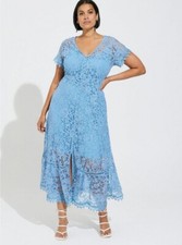 Torrid Blue Lace Maxi Dress Mesh NWT New 2X
