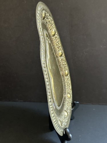 Vtg Brass Sri Lanka Ceylon Charger Dish Tray Impressed Embossed Engraved MCM 12” - Picture 13 of 20