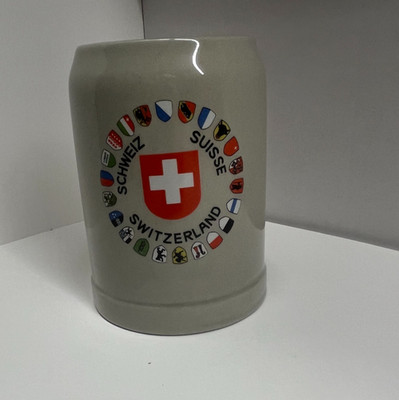 Vintage Schweiz Suisse Switzerland 0.5 L Stoneware Beer Mug Made in West Germany