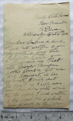 1900 Brief F. T. C. Hill, Braunton an Comtesse de Forestare ''der Alte''