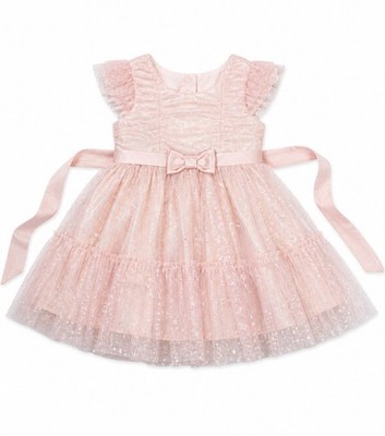Joan Michelle Pink Glitter Tulle Dress 2T Party Holiday Bow Princess