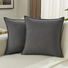 Chenille Throw Pillow Covers 24x24 Inch Set of 24" x 24" Pack of 2 Dark Grey