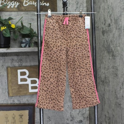 Kids Headquarters Little Girls Fleece Straight Leg Sweatpants Cheetah Brown 5