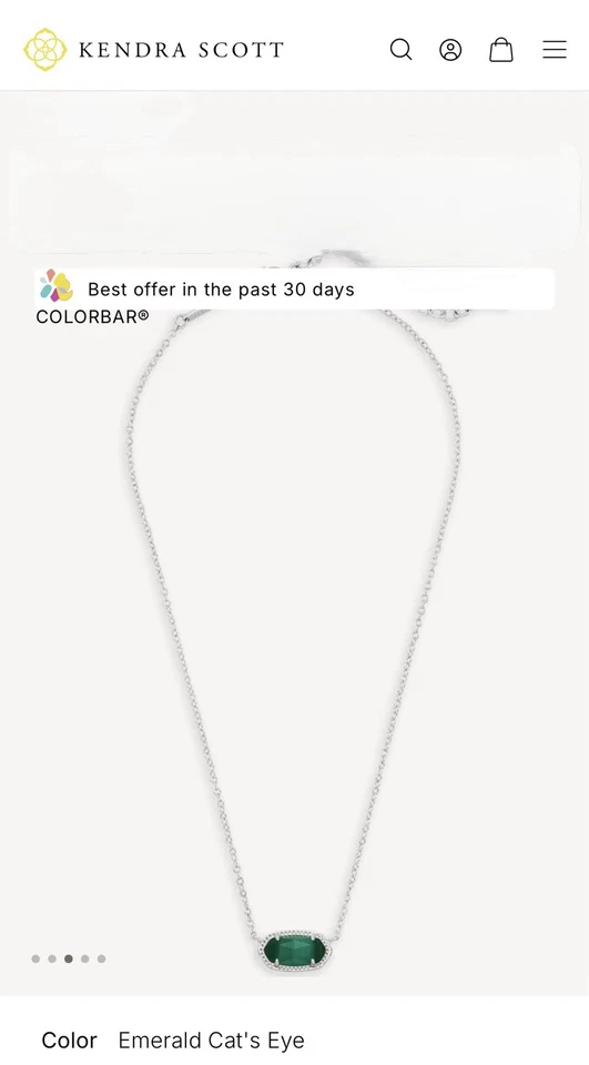 Kendra Scott Elisa Colgante Tono Plata Collar Esmeralda Verde Mayo Piedra Natal Nuevo Foto 4 de 4