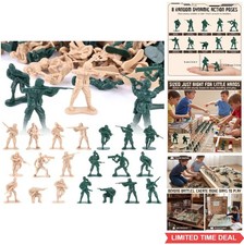 Army Men Toy Soldiers 100 Pcs Green Tan 2 Inch 8 Poses Plastic Figures Play Set