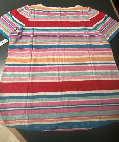 T-shirt donna Talbots manica morbida increspata nuova con etichette taglia Petite 1 XL multicolore - Foto 9 di 9