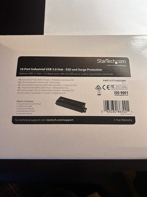 StarTech 10-Port Industrial USB 3.0 Hub - ESD and Surge Protection~10-Port USB 3