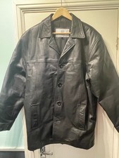Mens Black Leather Blazer Small