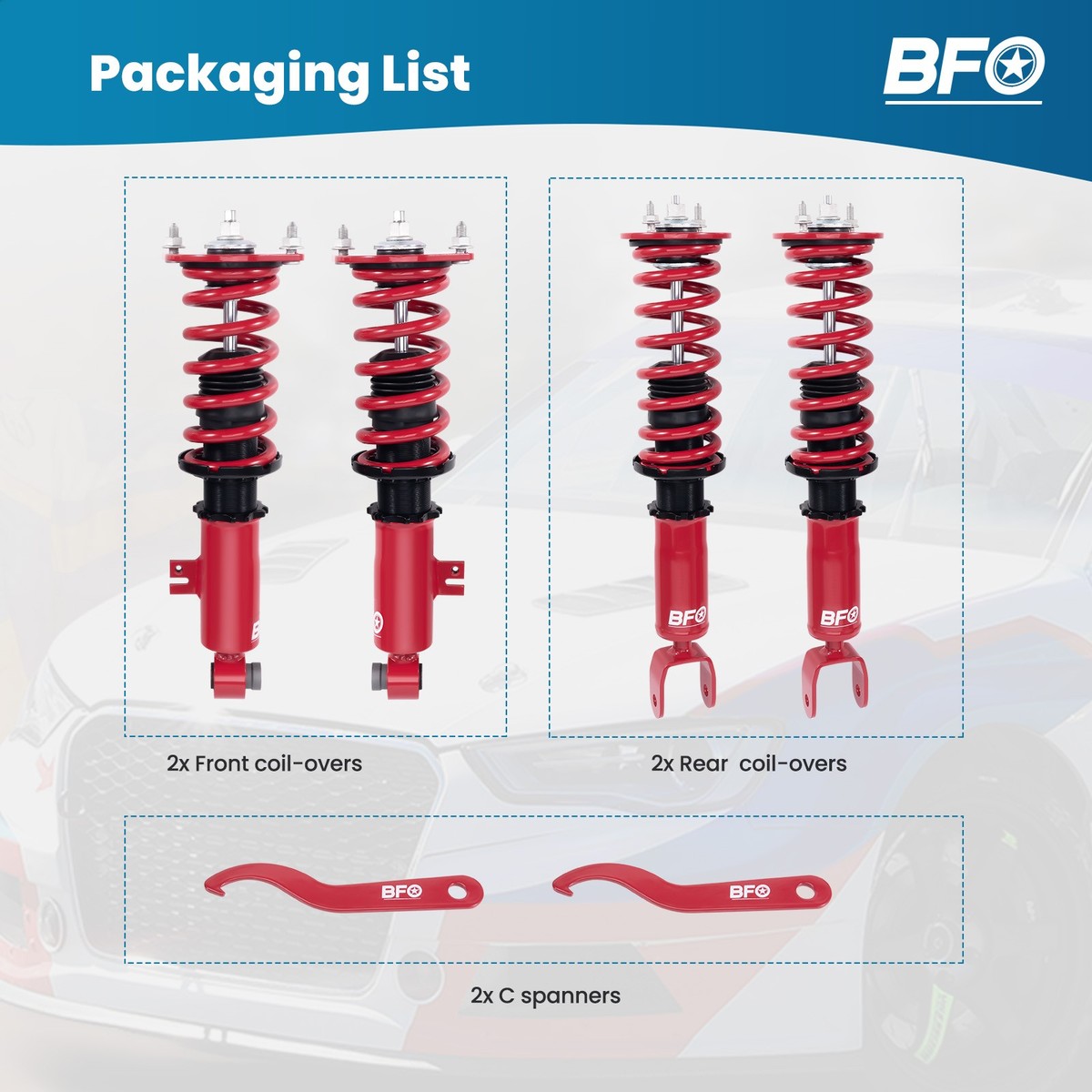 BFO RACING COILOVERS HEIGHT Adjustable Struts Set FOR NISSAN
