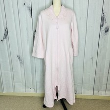 Miss Elaine Quilted Long Sleeve Robe Full Zip Sz S Embroidered Tasseled Vintage