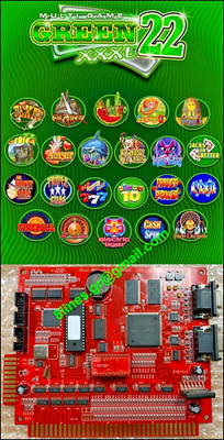GREEN 22IN1 VERTICAL MULTIGAME + JACKPOT - CHERRY MASTER 8LINER VGA PCB POG